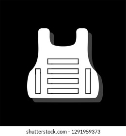 Life vest. White flat simple icon with shadow