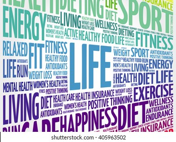 Life Word Cloud Background Health Concept Stock Vector (Royalty Free ...