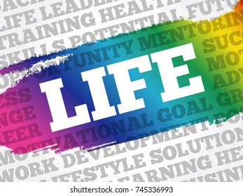 Life word cloud collage, concept background