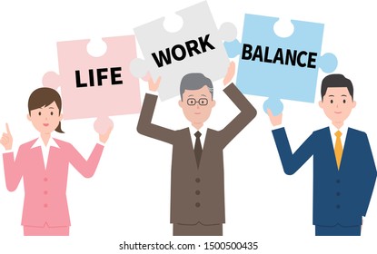 life work balance image,smliling businessman,vector illustration