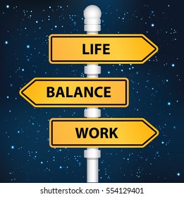 Life,balance and work signpost design,clean vector