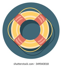 lifebelt circle icon with shadow