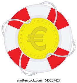 lifebelt vector European Union Flag and coin with euro sign