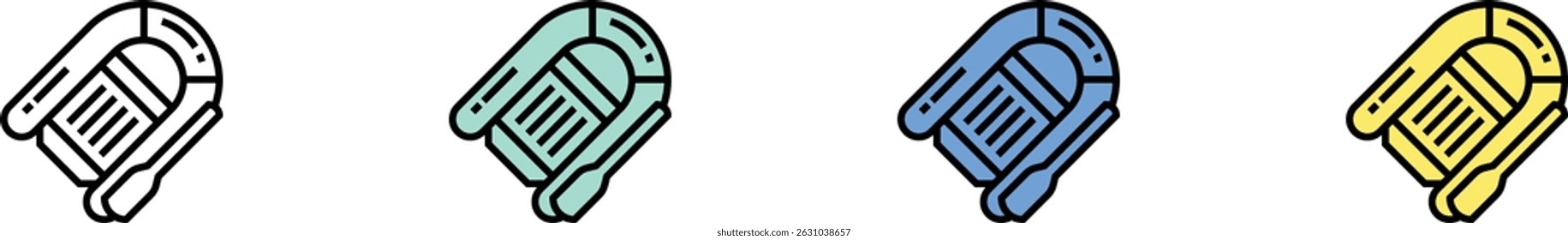 lifeboat icon. Outline, Green, Blue and Yellow Style Design Isolated On White Background