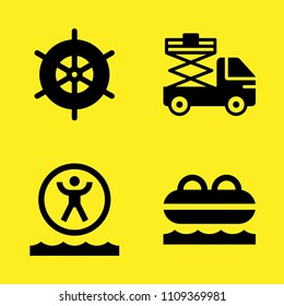 lifeboat, zorbing, lifter and rudder vector icon set. Sample icons set for web and graphic design