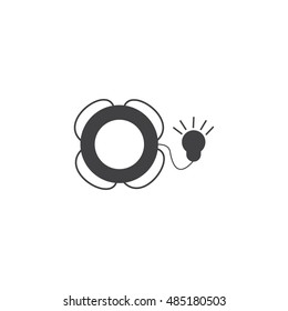Lifebouy with light icon vector on white background