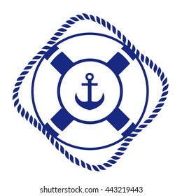 Lifebuoy and anchor. Vector illustration on the marine theme.