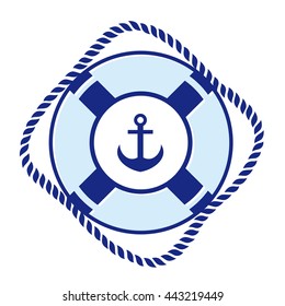 Lifebuoy and anchor. Vector illustration on the marine theme.