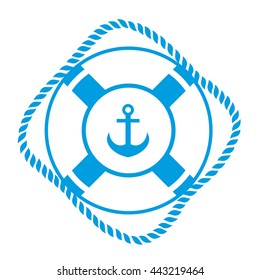 Lifebuoy and anchor. Vector illustration on the marine theme.