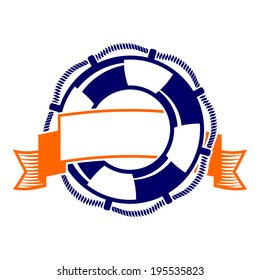 lifebuoy with banner symbol. vector illustration