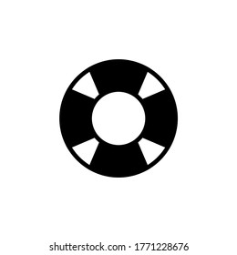 Lifebuoy beach icon  in black flat glyph, filled style isolated on white background