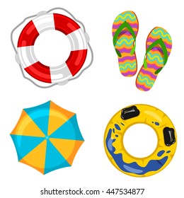 lifebuoy, beach umbrella, step-ins