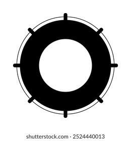 Lifebuoy. The black silhouette of a lifebuoy. The lifebuoy icon. Illustration for design and web.