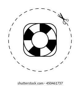 lifebuoy  - black vector icon