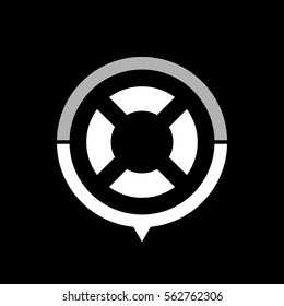 lifebuoy  - black vector icon