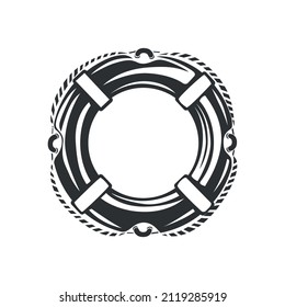 Lifebuoy. Black and white  illustration. 