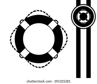 lifebuoy - black and white vector icon