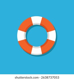 lifebuoy with blue background. Summer beach concept
