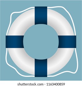 Lifebuoy with blue band. Vector Illustration