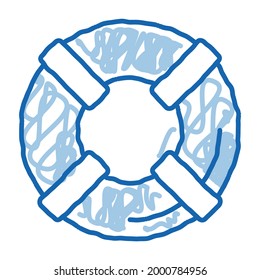Lifebuoy Canoeing sketch icon vector. Hand drawn blue doodle line art sign. isolated symbol illustration