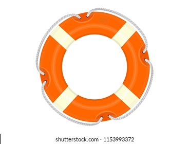 Lifebuoy. Cartoon lifebelt on a white background. Flat vector.