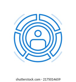 Lifebuoy with character vector line icon. Survival and rescue concept. Help with financial bankruptcy and reliable protection in case of economic crisis. Banking investments salvation for business.