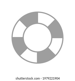 Lifebuoy circle gray in flat style vector icon. Vector icon, logo of lifebuoy Isolated on white background. Vector marine life buoy icon. Vector illustration.