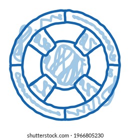 Lifebuoy Circle Skizze Symbol Vektorgrafik. Handgezeichnete blaue Linie Art Lifebuoy Circle Schild. einzelne Symbolillustration