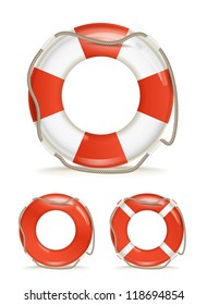 life-buoy collection isolated on white