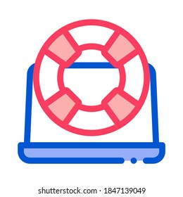 lifebuoy computer icon vector. lifebuoy computer sign. isolated contour symbol illustration