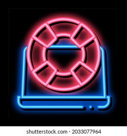 vector de señal de luz de neón del ordenador de salvavidas. Signo de computadora de animación brillante de iconos. ilustración de símbolo transparente