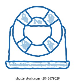 lifebuoy computer sketch icon vector. Hand drawn blue doodle line art lifebuoy computer sign. isolated symbol illustration