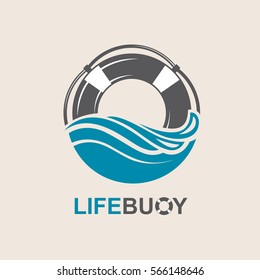 Lifebuoy design element with sea waves. Vector illustration