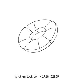 lifebuoy Doodle. lifebuoy to help the drowning, to save lives, and rest on the water. Black-white vector hand drawn illustration.