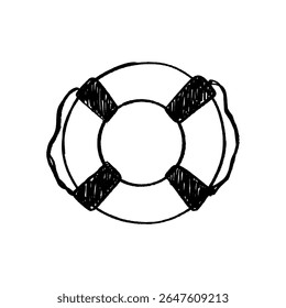 Lifebuoy Doodle Vector – Hand-Drawn Rescue Ring Sketch for Beach or Water Safety Design