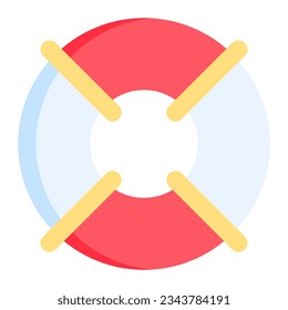 Lifebuoy in flat icon. Lifesaver, lifeguard, beach, holidays, summer