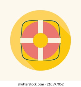 Lifebuoy flat icon with long shadow