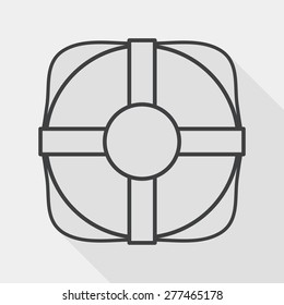 Lifebuoy flat icon with long shadow, line icon