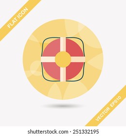 Lifebuoy flat icon with long shadow,eps10