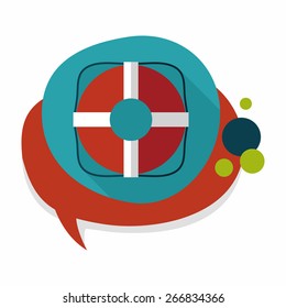 Lifebuoy flat icon with long shadow,eps10