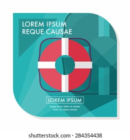 Lifebuoy flat icon with long shadow,eps10