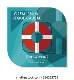 Lifebuoy flat icon with long shadow,eps10