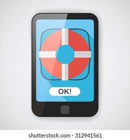 Lifebuoy flat icon with long shadow,eps10