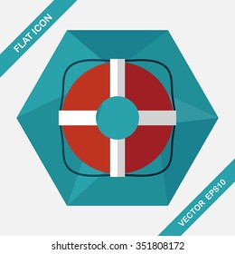 Lifebuoy flat icon with long shadow,eps10