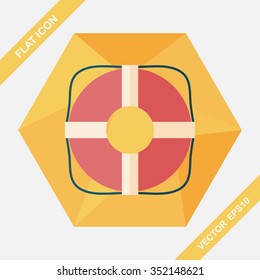 Lifebuoy flat icon with long shadow,eps10