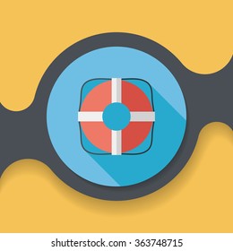 Lifebuoy flat icon with long shadow,eps10