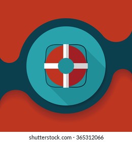 Lifebuoy flat icon with long shadow,eps10