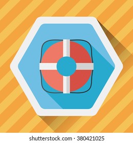 Lifebuoy flat icon with long shadow,eps10