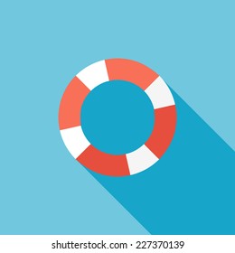 Lifebuoy flat icon. Modern flat icons with long shadow effect in stylish colors. Icons for Web and Mobile Application. EPS 10.