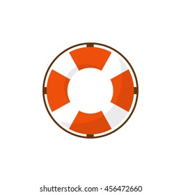 Lifebuoy in a flat style. Protection equipment for swimming. Summer sea holidays. Vector illustration.